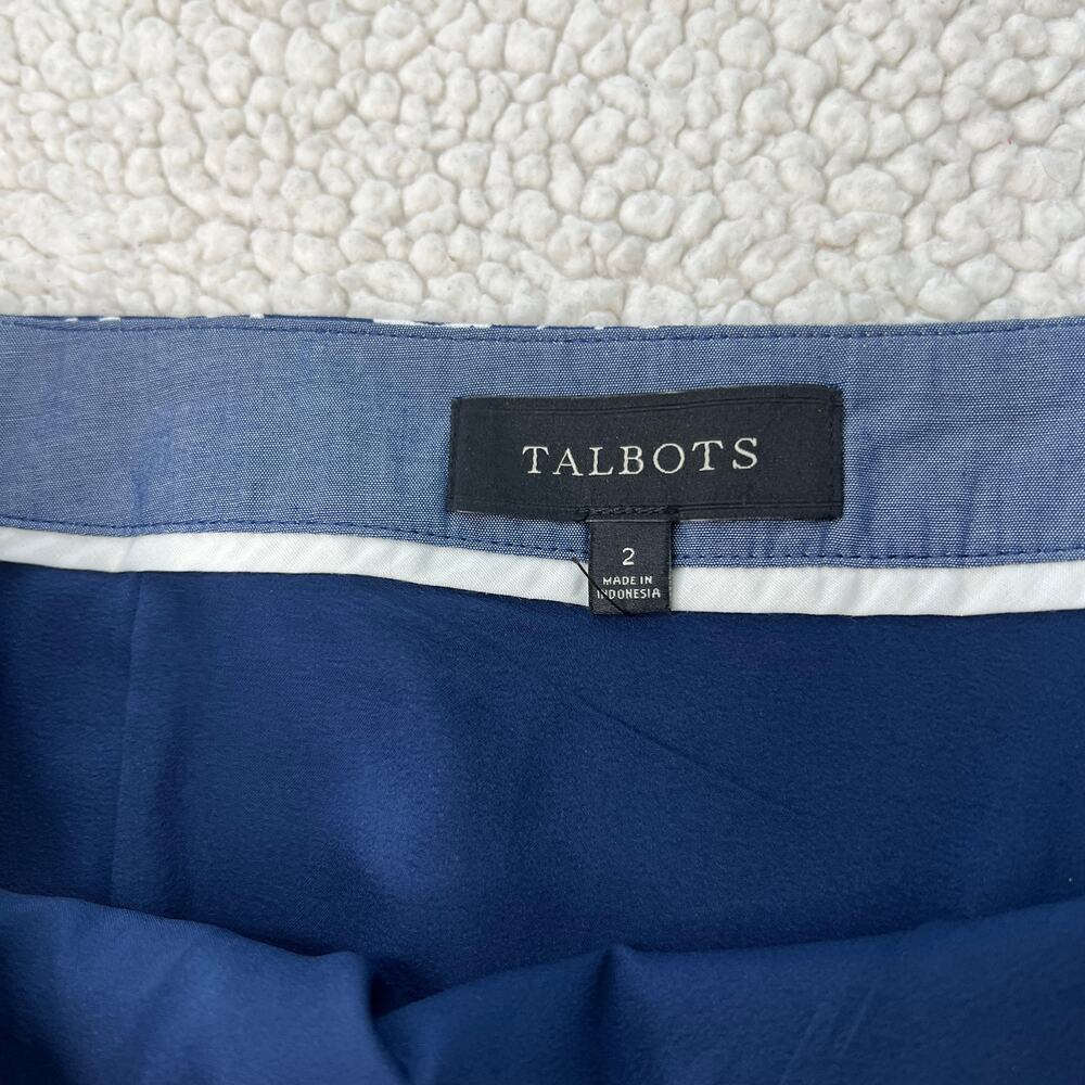 Talbots Blue White Floral Cotton Blend A-line Skirt 2 - Picture 2 of 7